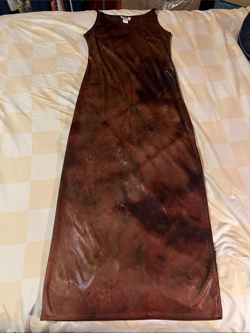 JM Collection Brown & Rust Tie-Dye snake-like Maxi Dress